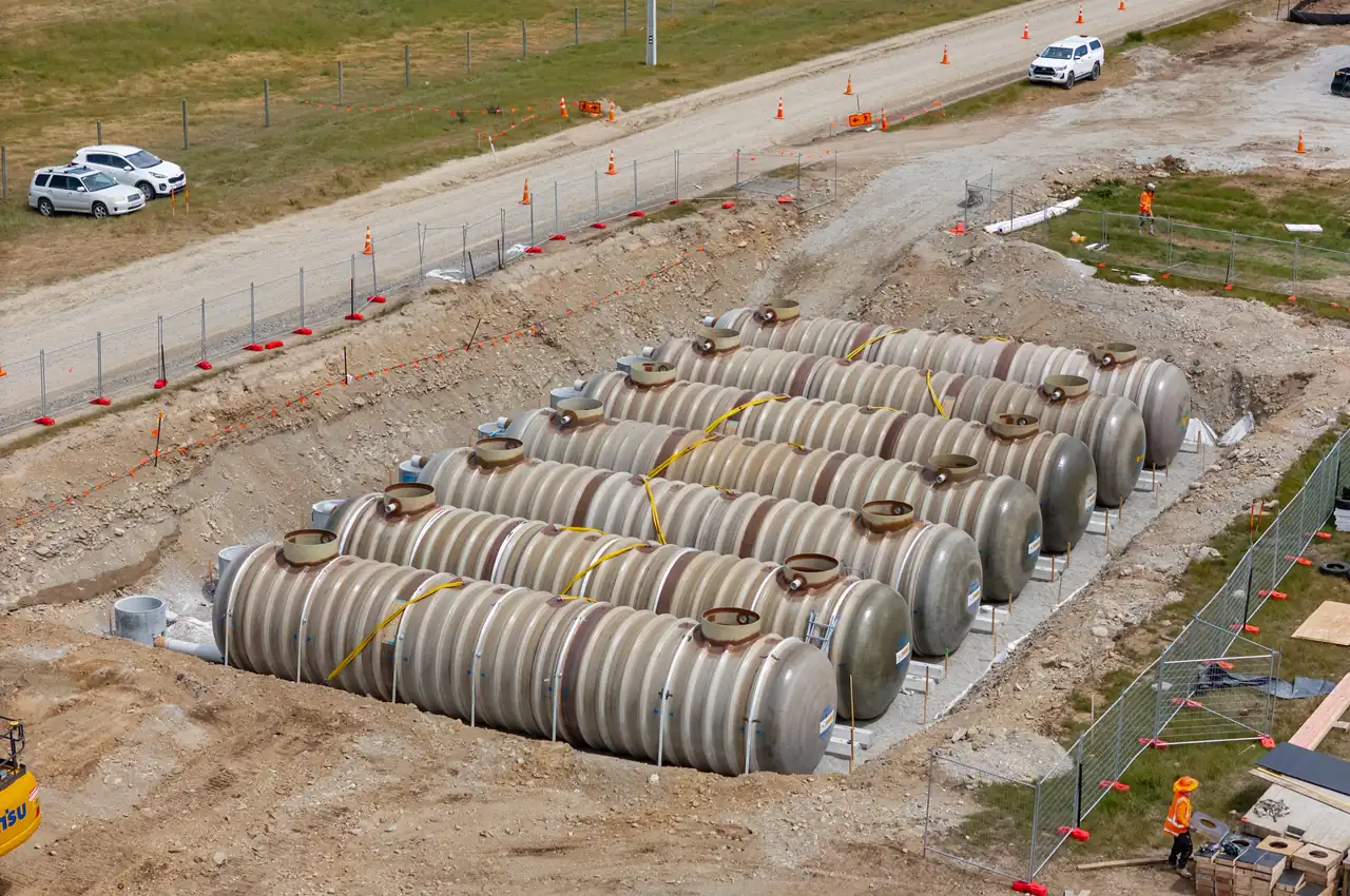 Alpine Civil excavators and crew at the Lake Hāwea infrastructure site